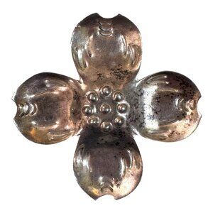 Vintage Sterling Silver 925 Dogwood Flower Magnolia Signed Statement Brooch Pin